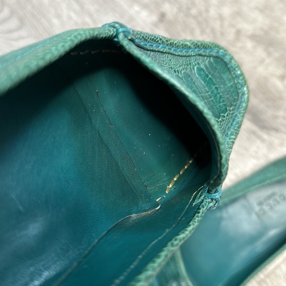 GUCCI crocodile leather slip on driving shoes with rubber soles teal 6 1/2 - Picture 10 of 13